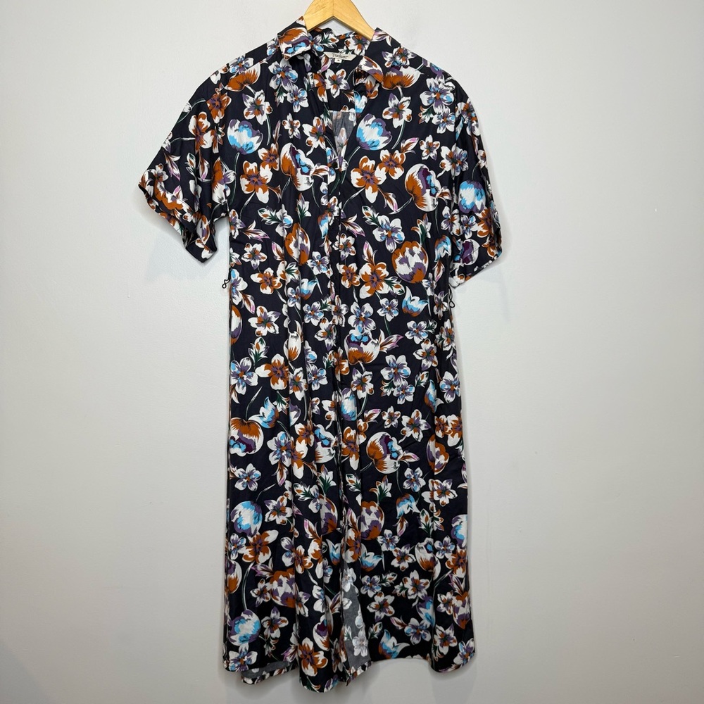 TUCKER NYC Sarah Shirtdress in Black Georgia Blossoms in Black M - Picture 4 of 10